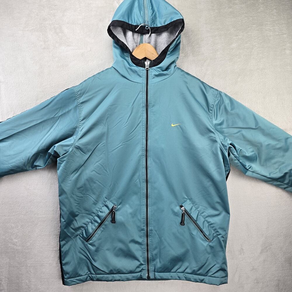 Vintage Nike Fullzip Hooded Jacket XL Teal 90s Travis Scott Parka Fleece Lined - Picture 2 of 16
